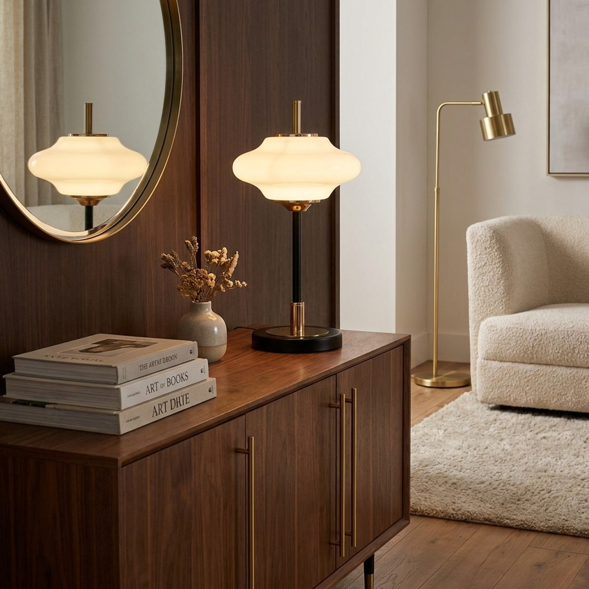Vintage Table Lamp in Iron and Glass — 2