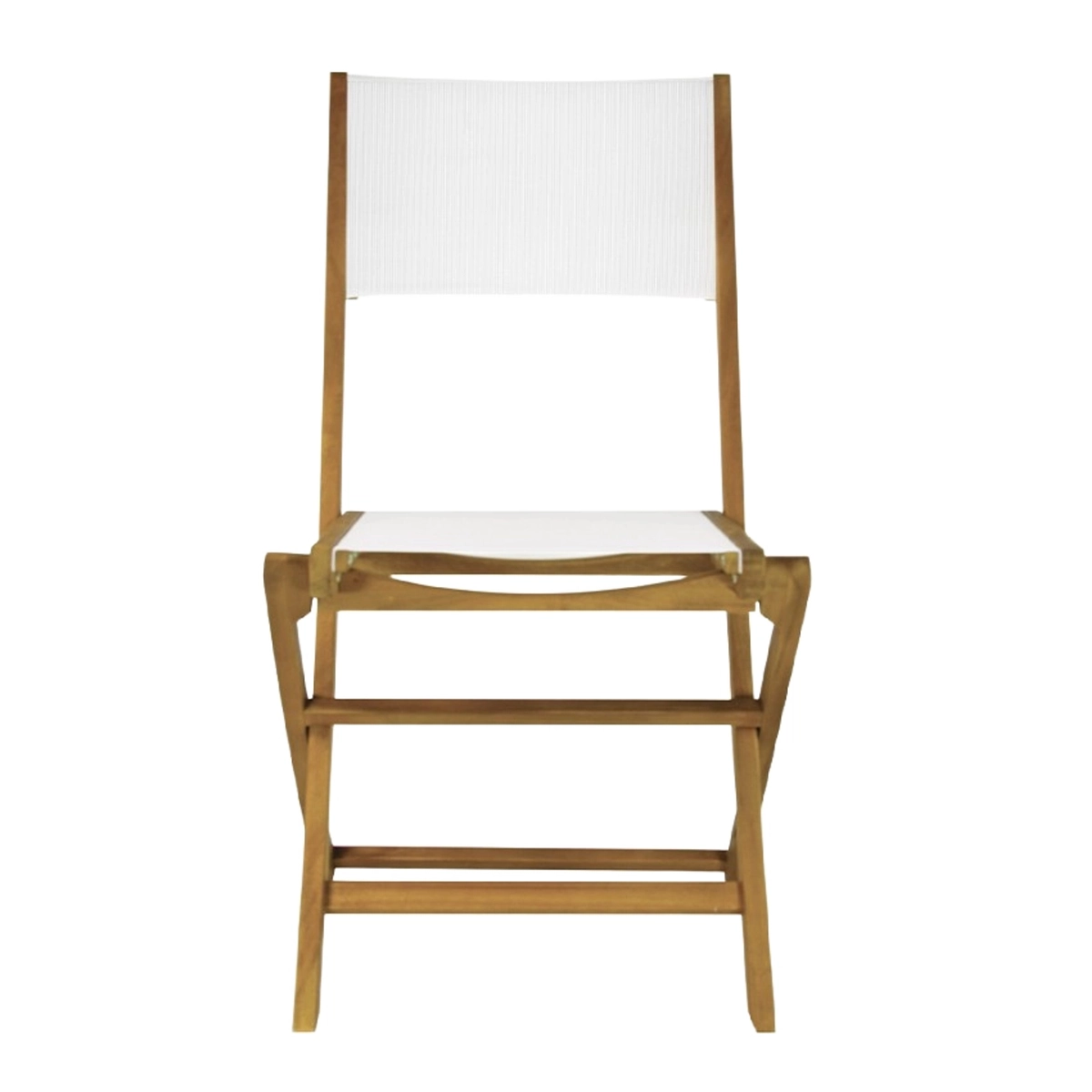 Kedels Hiva folding garden chair in acacia wood and white textilene — 3
