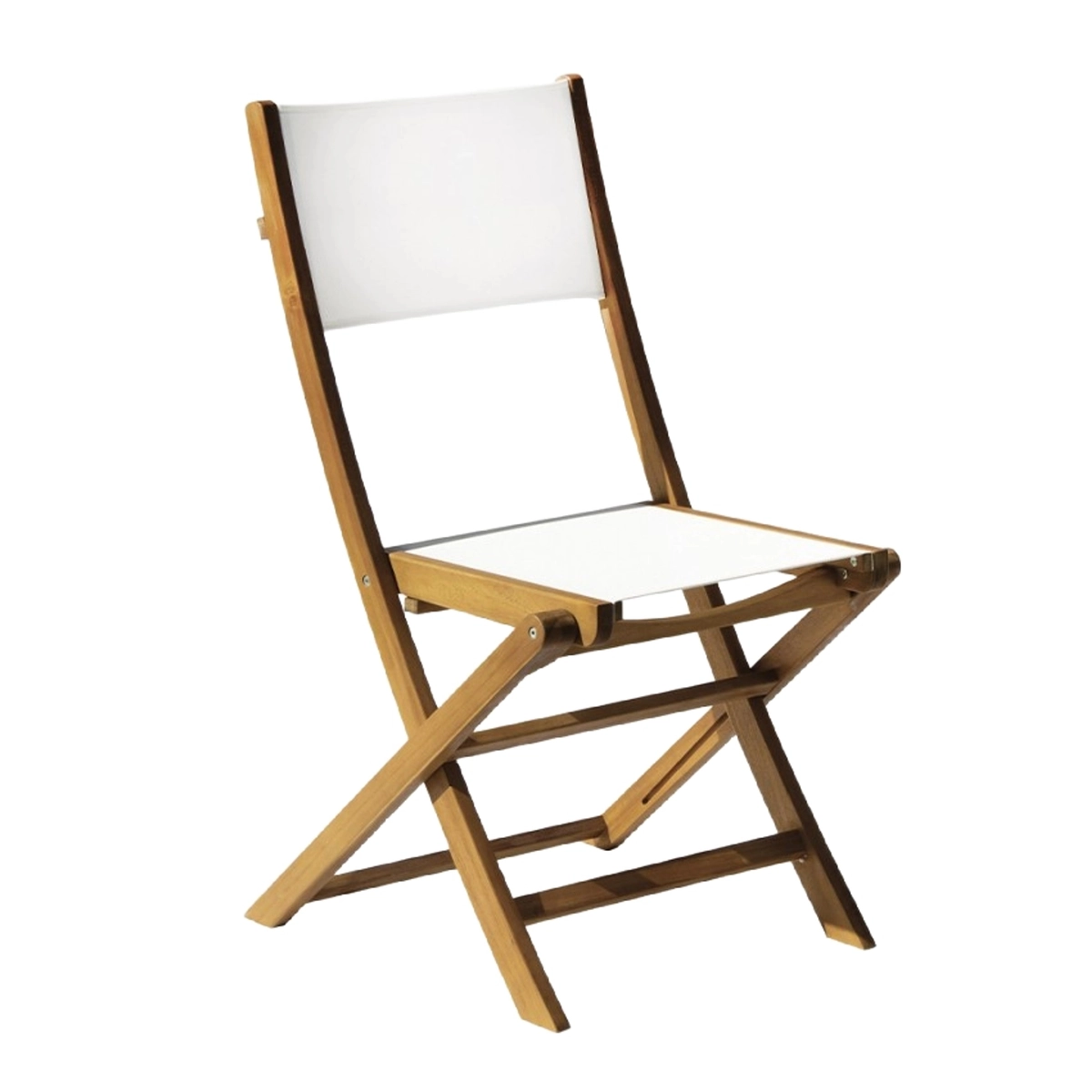 Kedels Hiva folding garden chair in acacia wood and white textilene — 1