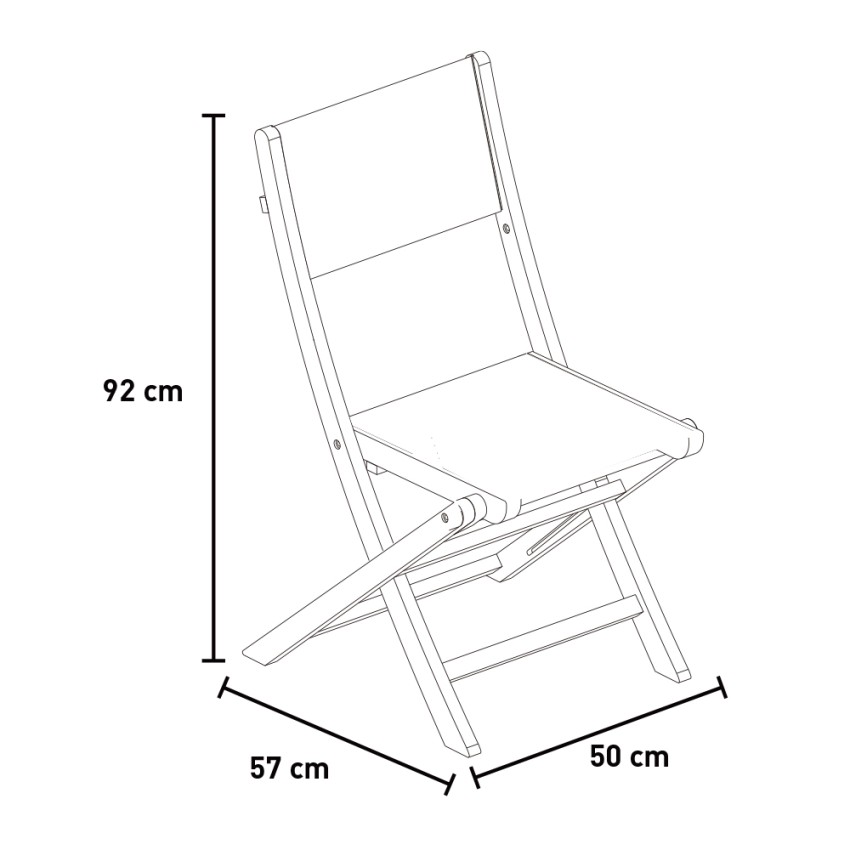 Kedels Hiva folding garden chair in acacia wood and white textilene — 4