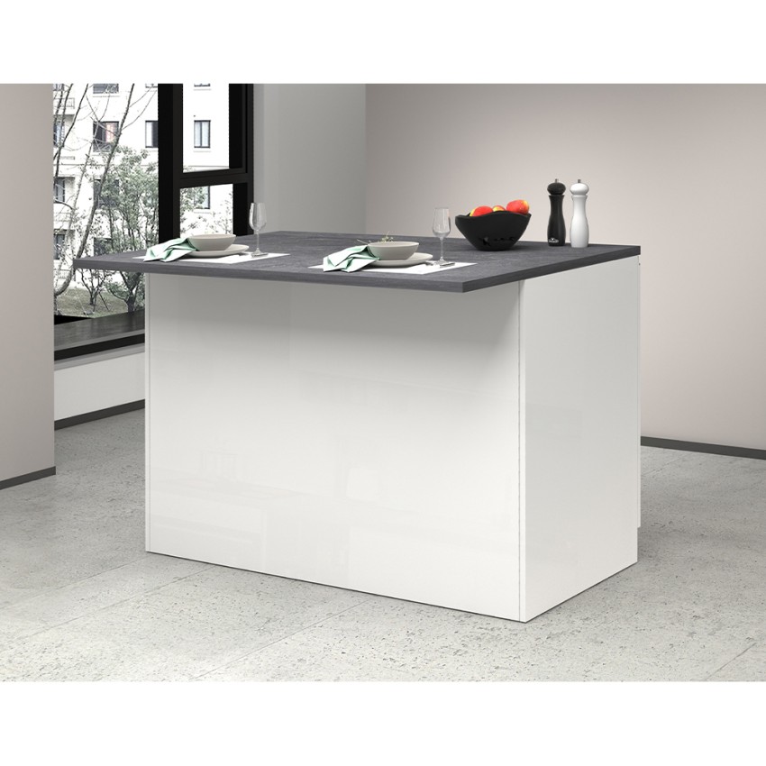 Modern Central Kitchen Island with 2 Doors and Wooden Table Deer — 5