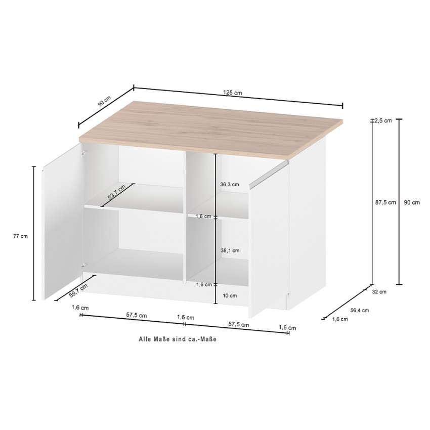 Modern Central Kitchen Island with 2 Doors and Wooden Table Deer — 9