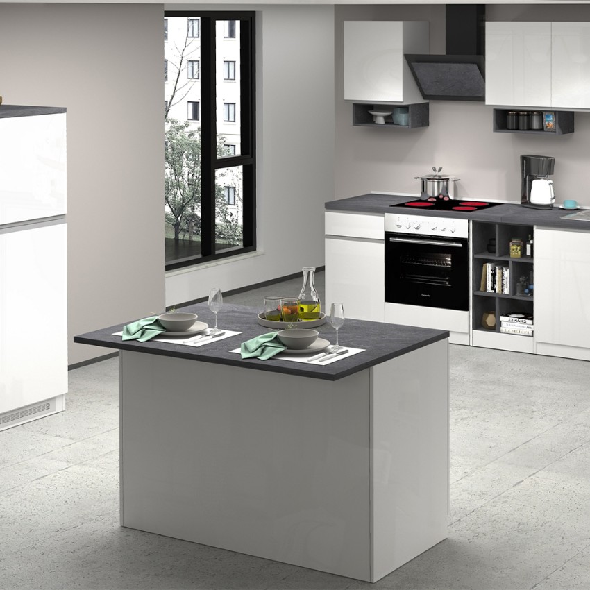 Modern Central Kitchen Island with 2 Doors and Wooden Table Deer — 2