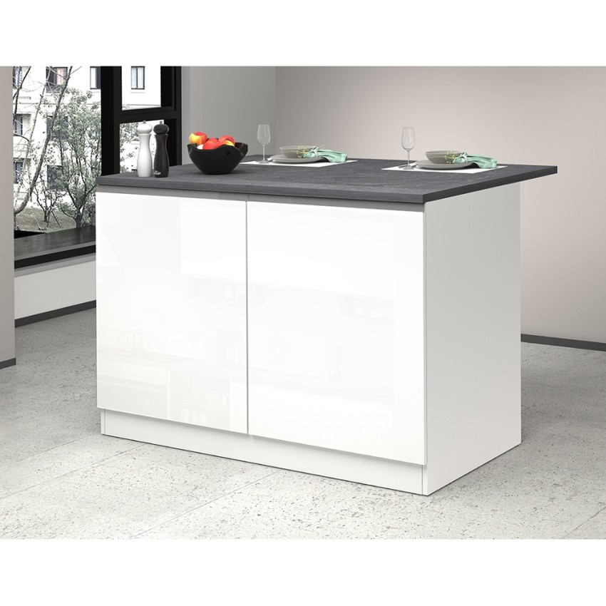 Modern Central Kitchen Island with 2 Doors and Wooden Table Deer — 6