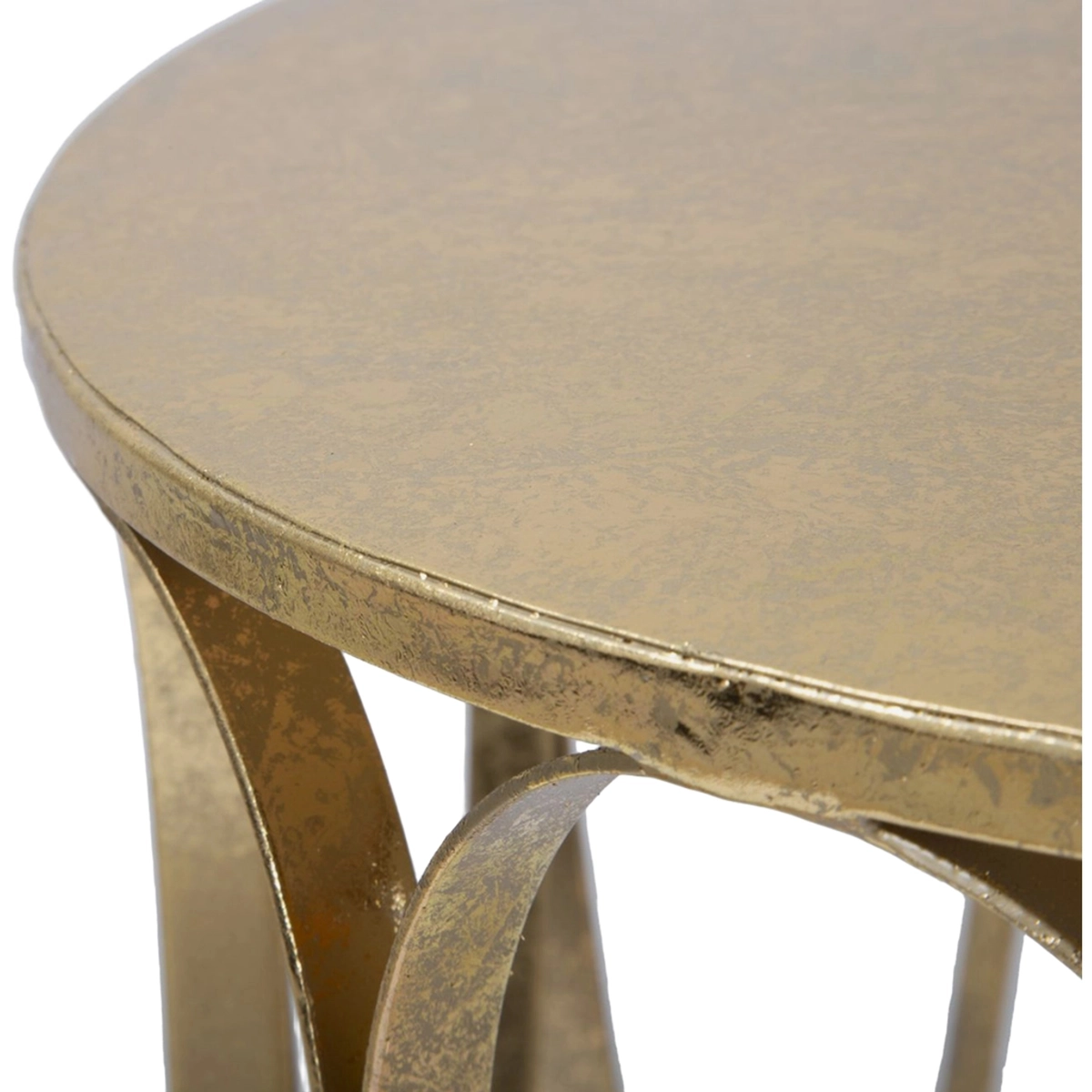 Venice Gold Round Metal Side Table for Living Room — 3