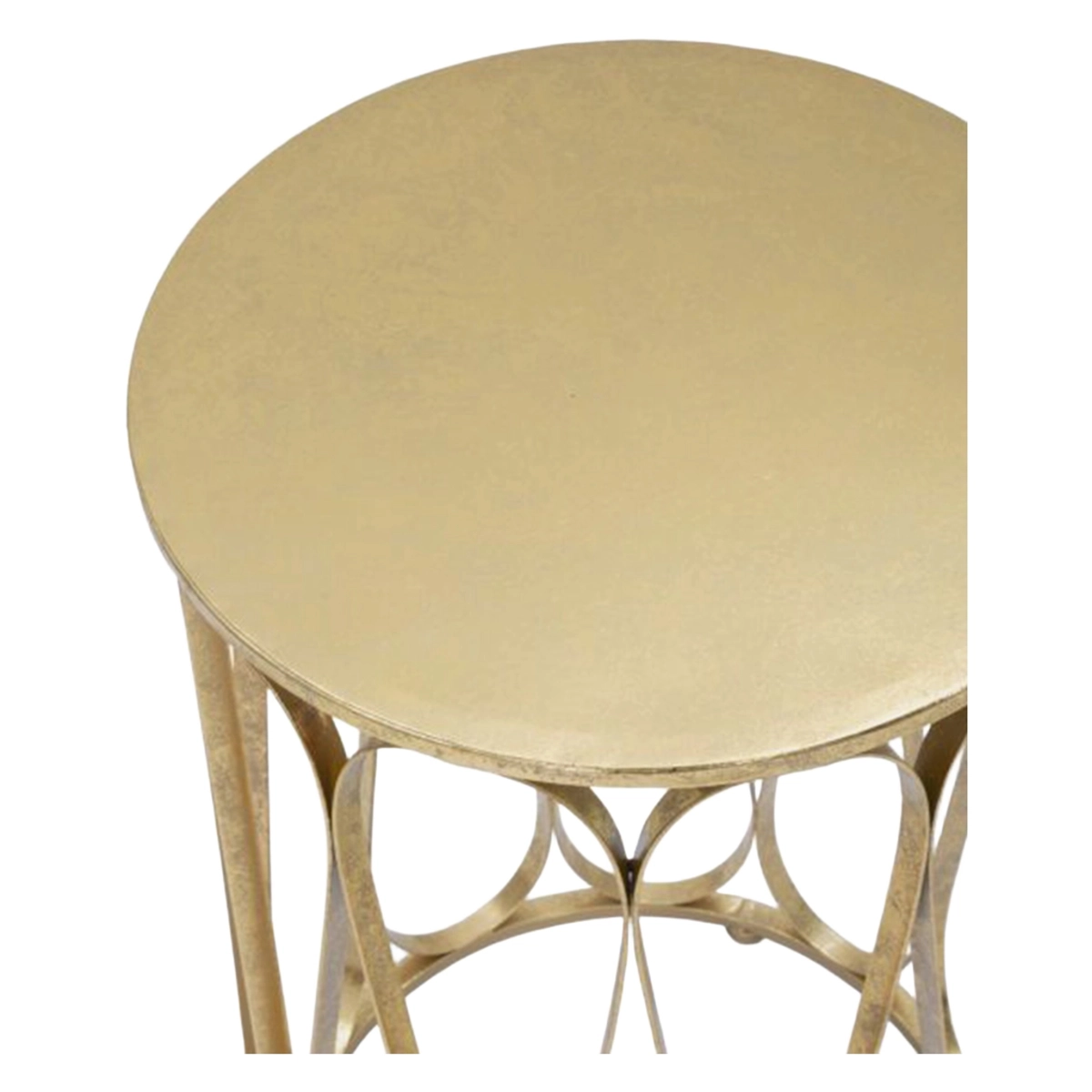 Venice Gold Round Metal Side Table for Living Room — 4