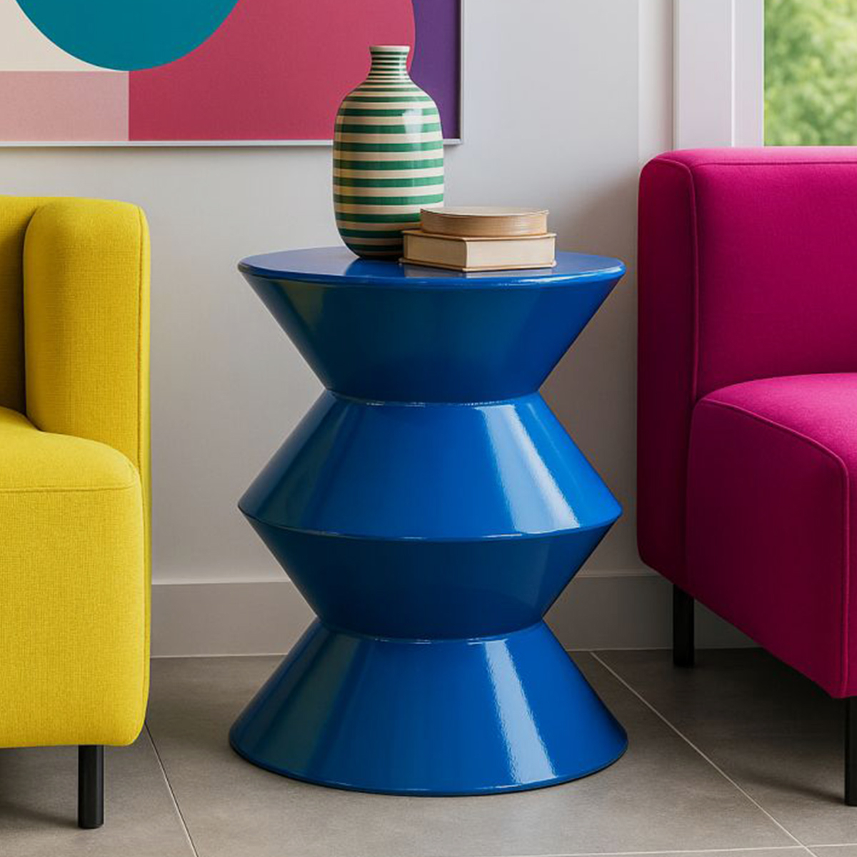 Mauro Ferretti Zag round metal side coffee table — 2