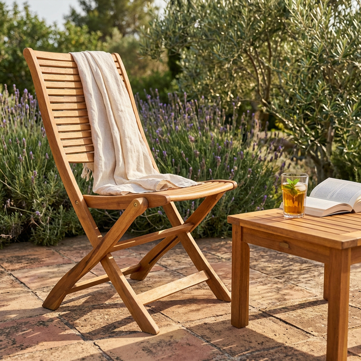 Riviera Folding Garden Chair in Solid Acacia Wood — 2