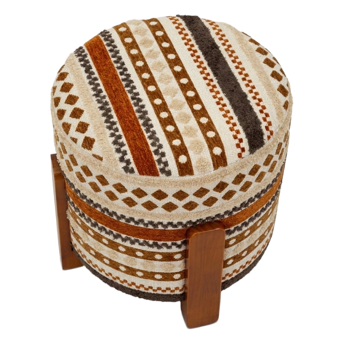 Mombasa Artful Accent Round Upholstered Footstool Pouf — 6