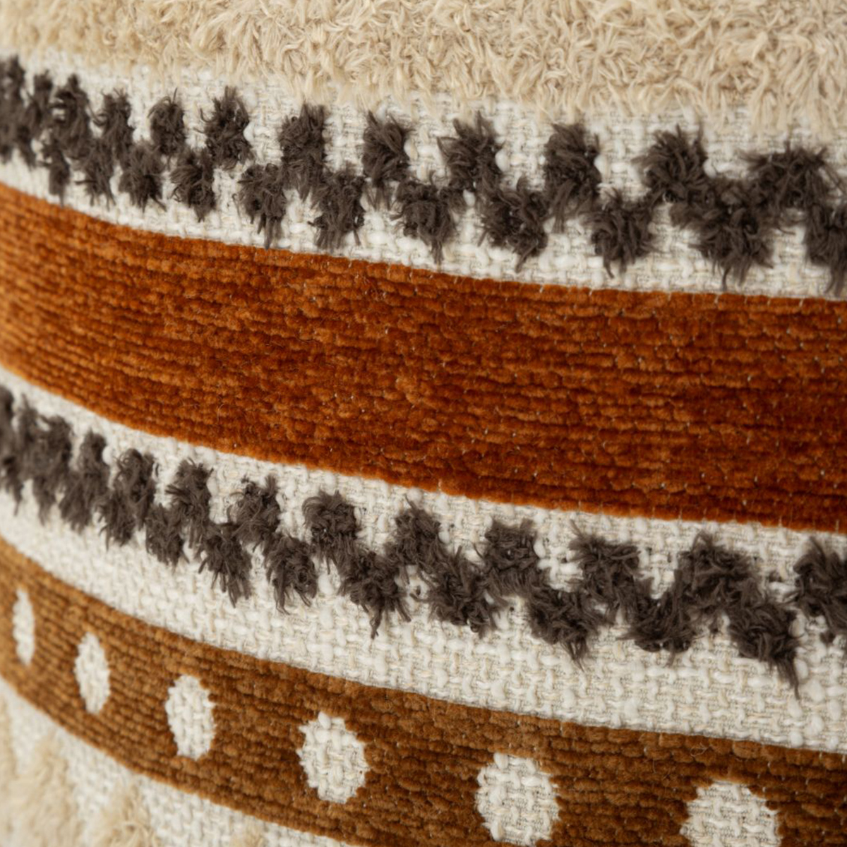 Mombasa Artful Accent Round Upholstered Footstool Pouf — 4