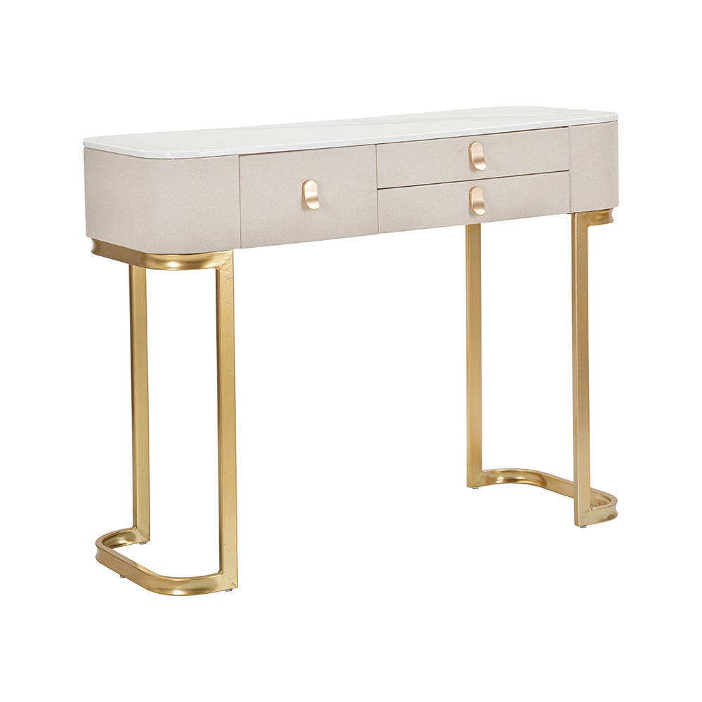 Glamour Entryway Console Table with 3 Drawers & Gold Legs 100x40cm — 1