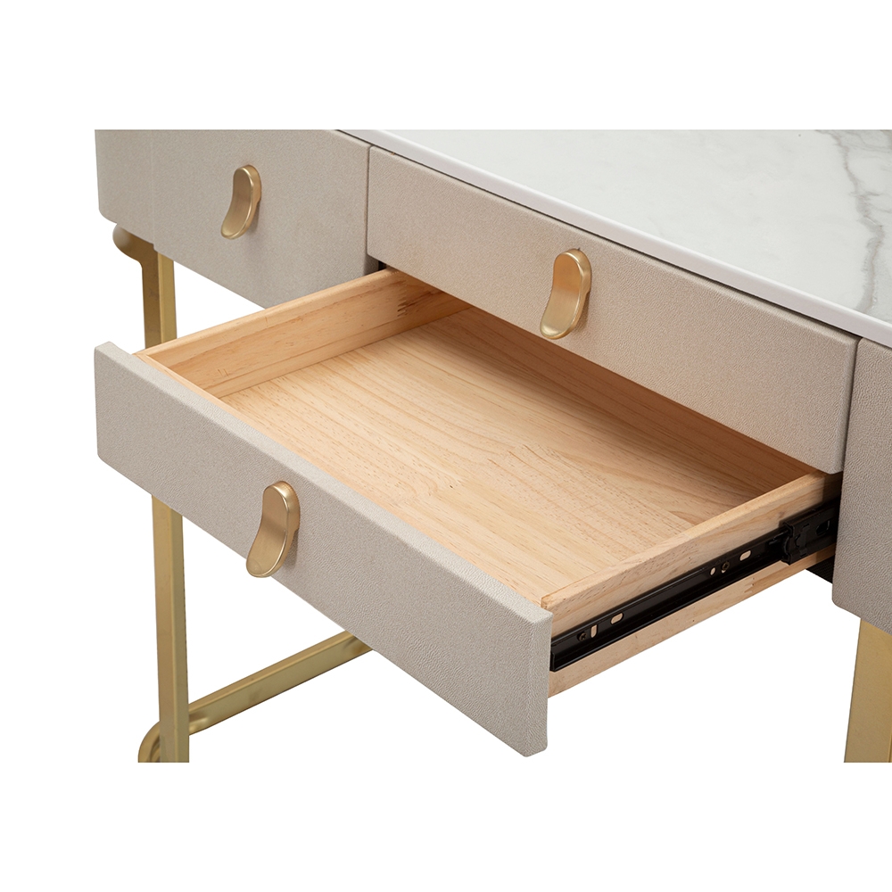 Glamour Entryway Console Table with 3 Drawers & Gold Legs 100x40cm — 5