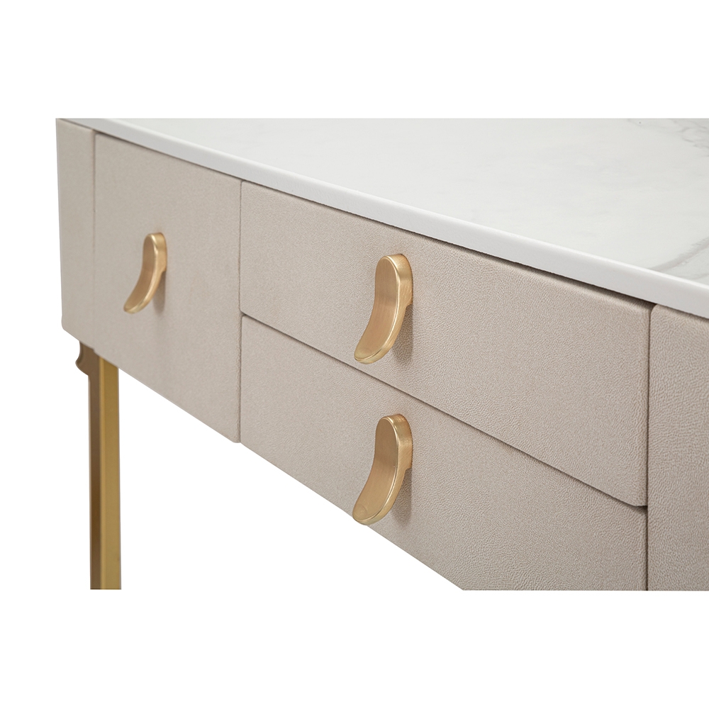 Glamour Entryway Console Table with 3 Drawers & Gold Legs 100x40cm — 7