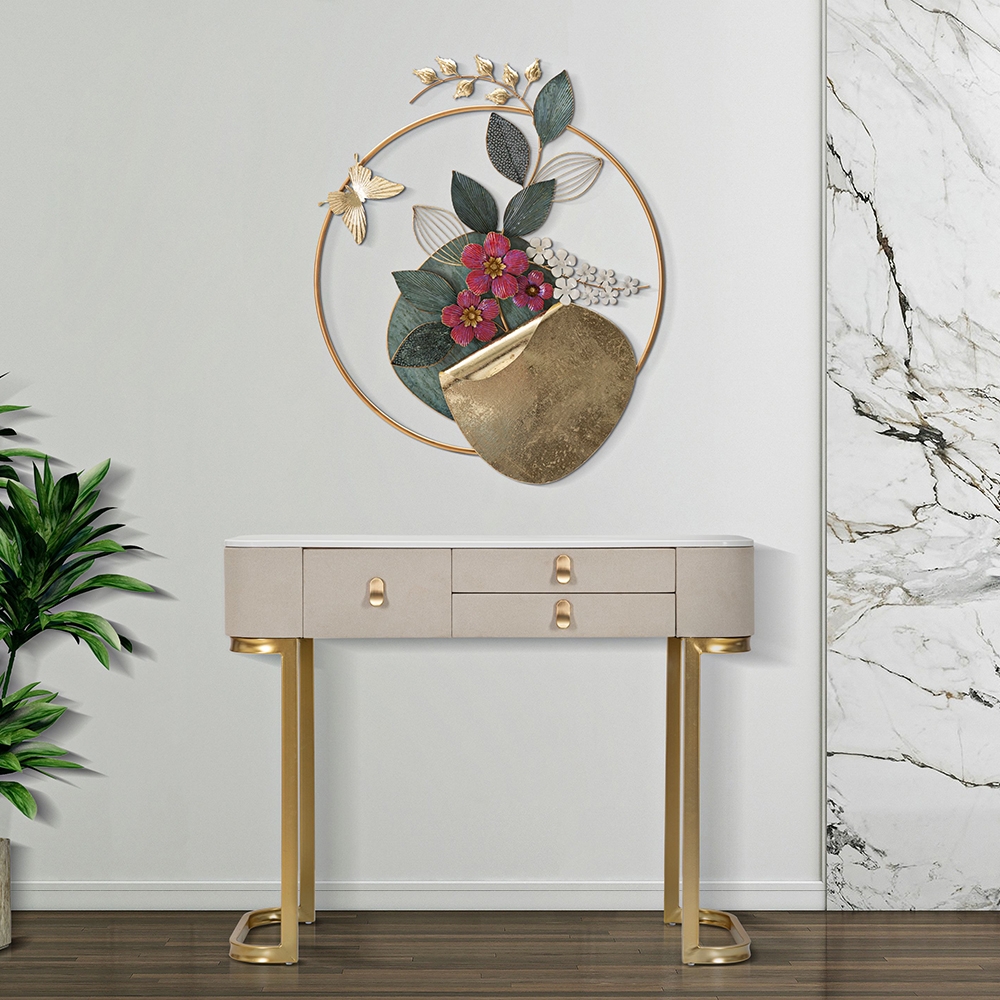 Glamour Entryway Console Table with 3 Drawers & Gold Legs 100x40cm — 2
