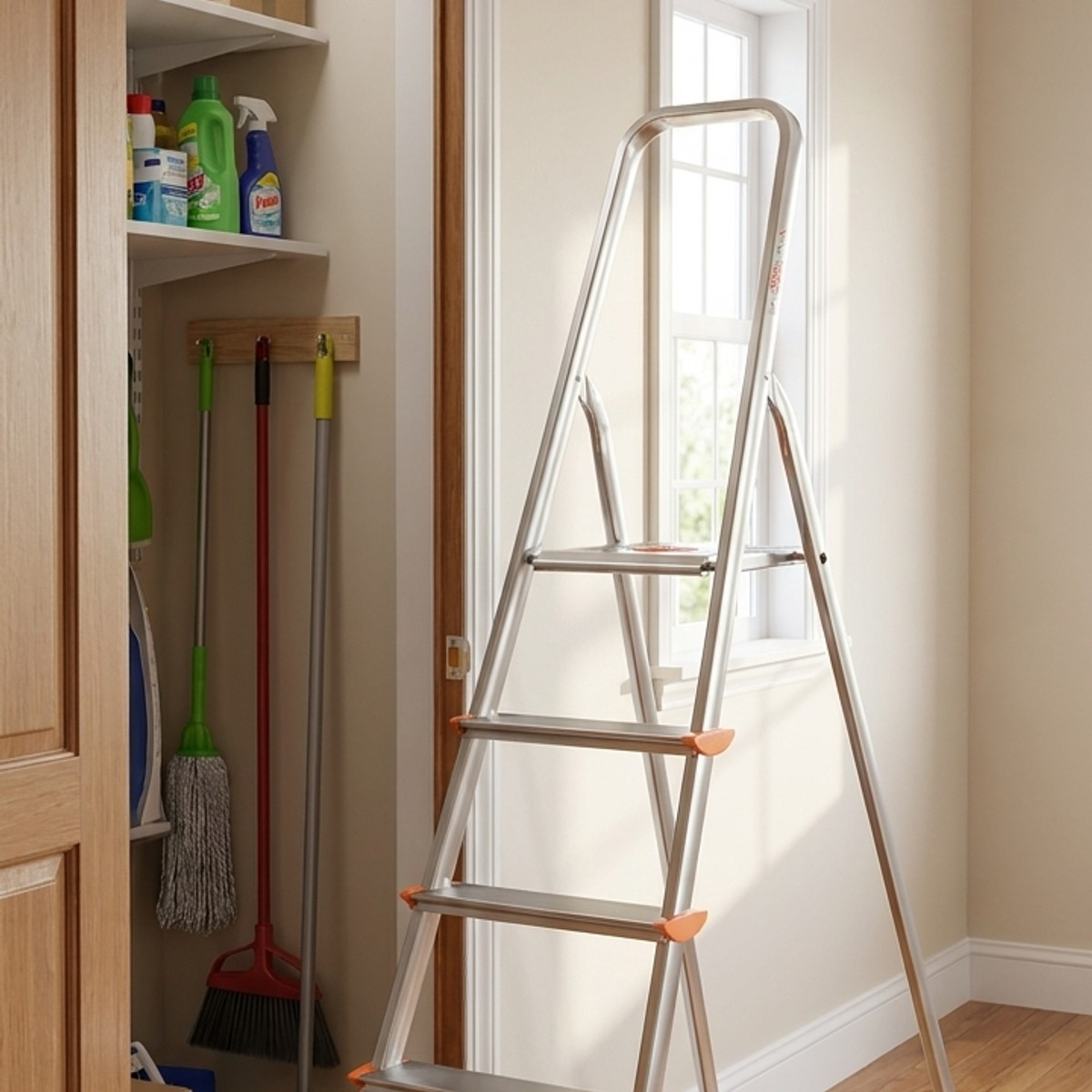 Scala pieghevole in alluminio antiscivolo Aluminum 5