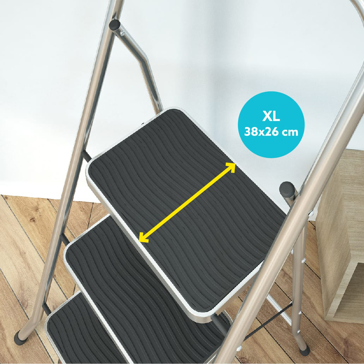 Sgabello in alluminio a 3 gradini con manico Security