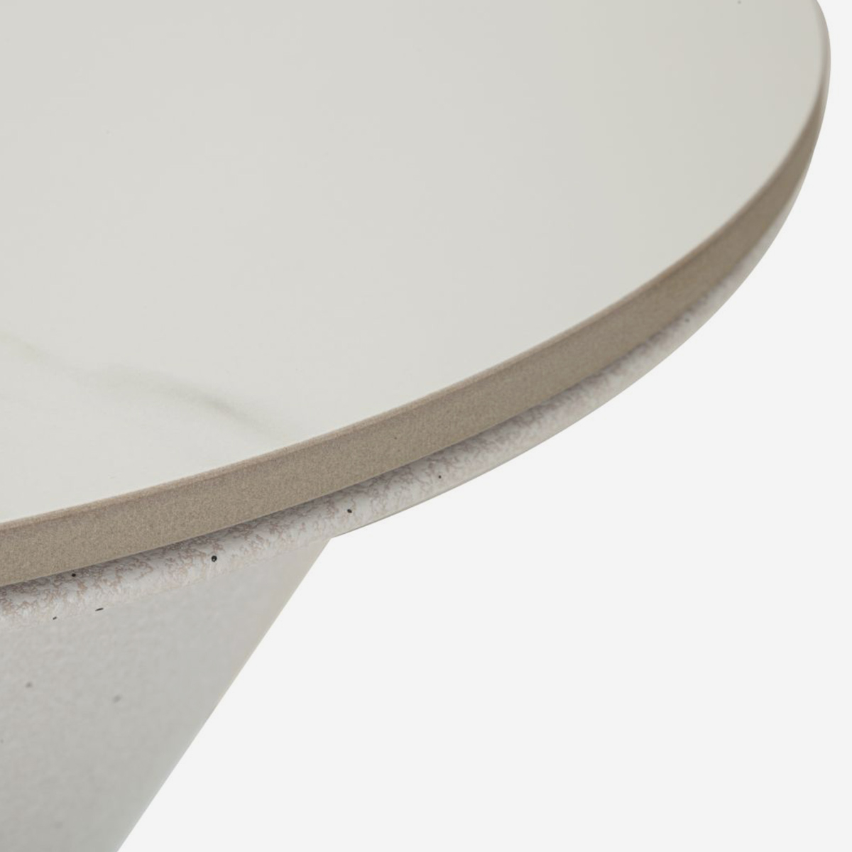 White Round Side Table in Iron with Marble Effect Ceramic Top — 3