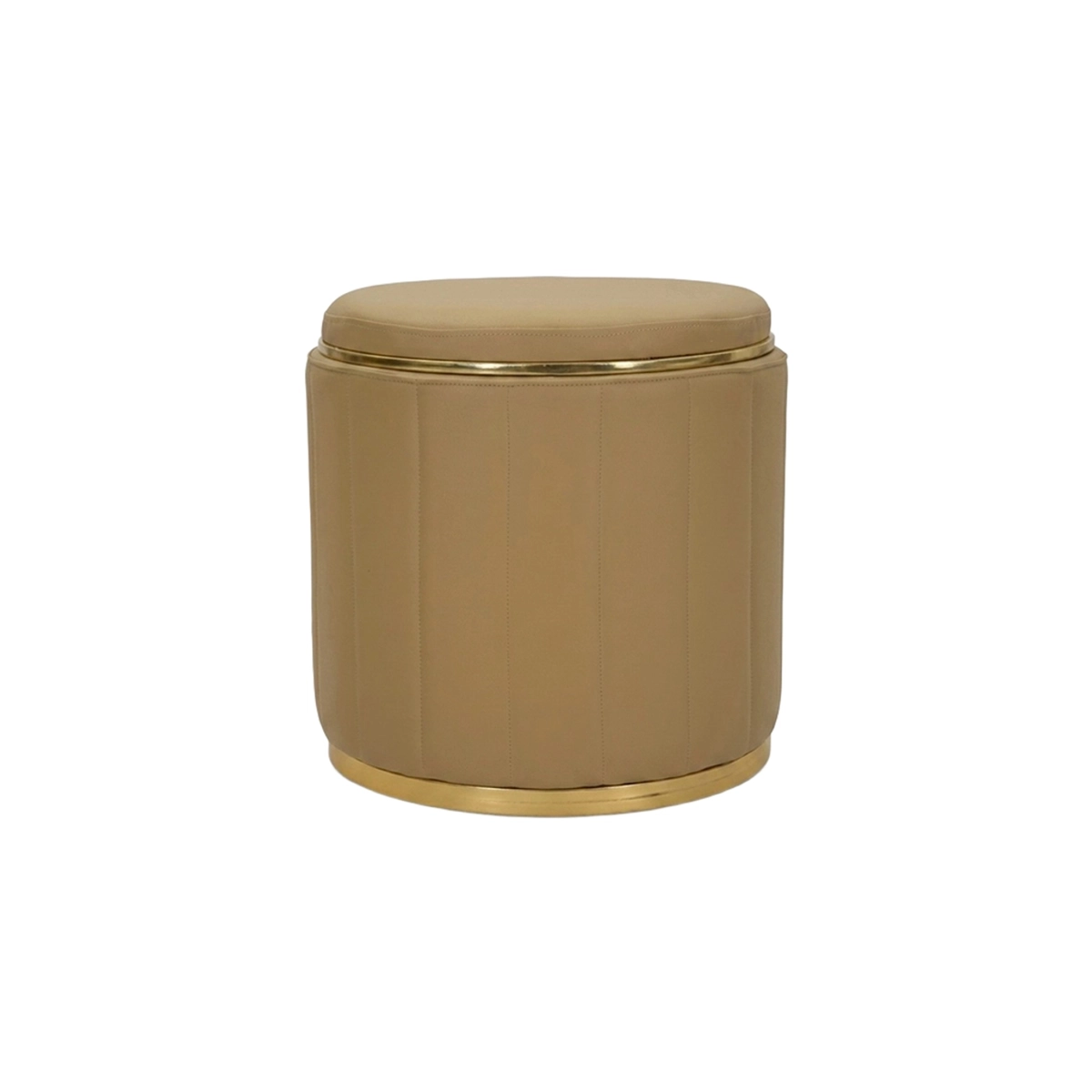 Round Padded Storage Ottoman in PU London Mauro Ferretti — 1