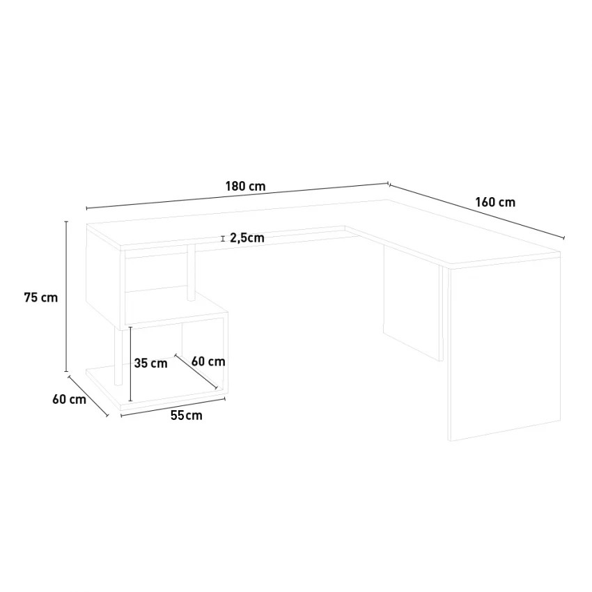 Vilnis Modern Design White Corner Desk for Office or Study, 180x160 cm — 9