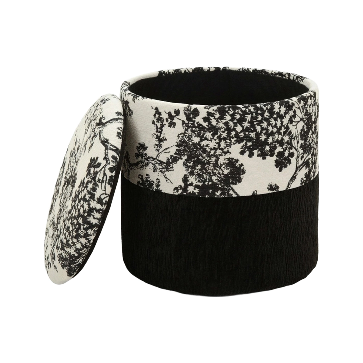 Round padded storage ottoman Okinawa Monochrome Mauro Ferretti — 3