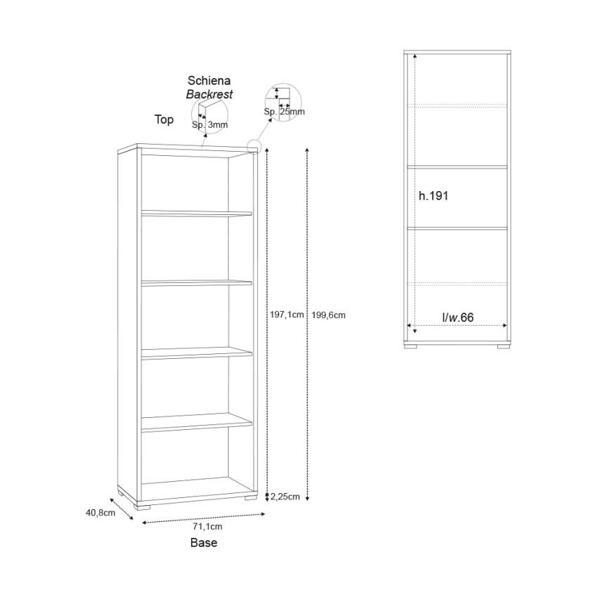 Opal Modern 5-Compartment Open Bookcase by Sarmog Db371k — 4