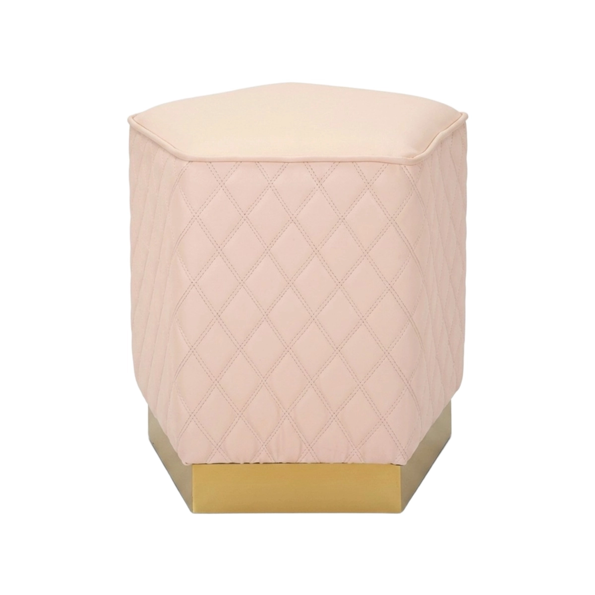 Sharon Pentagonale Quilted Footstool Pouf in Similpelle — 4