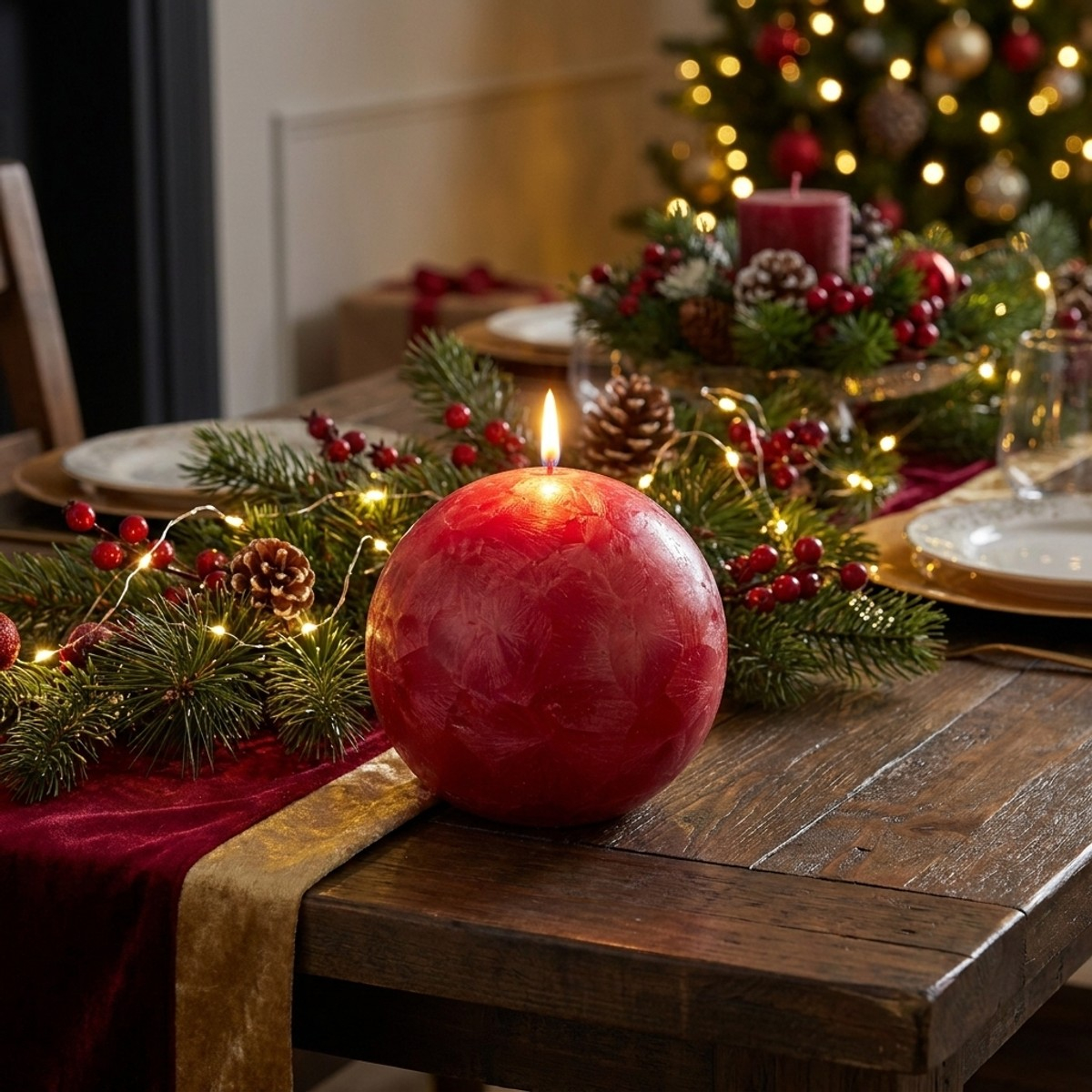 Set 4 candele decorative sferiche effetto ghiaccio Elide — 2