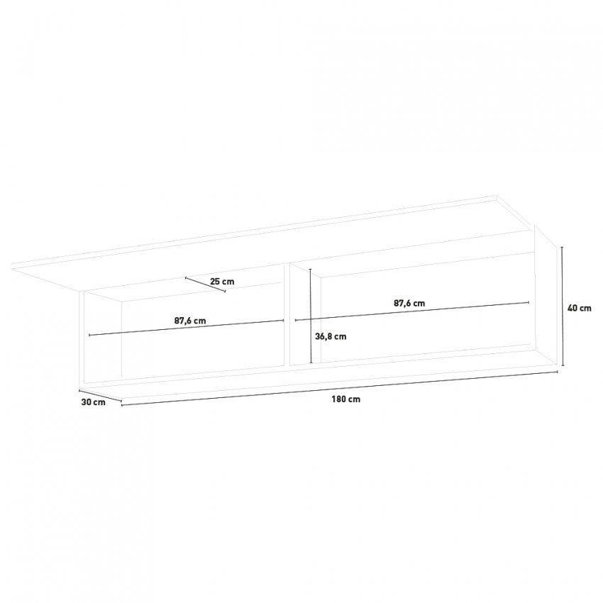 Wall-Mounted Hanging Cabinet 180 cm Glossy White Joy Up — 8