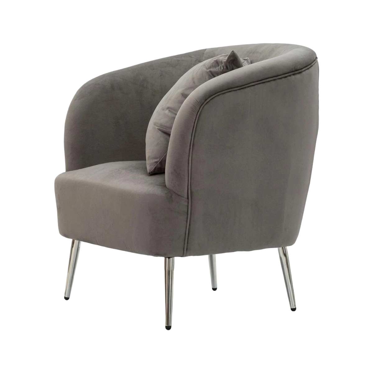Modern Velvet Armchair with Cushion Silvery Mauro Ferretti — 4