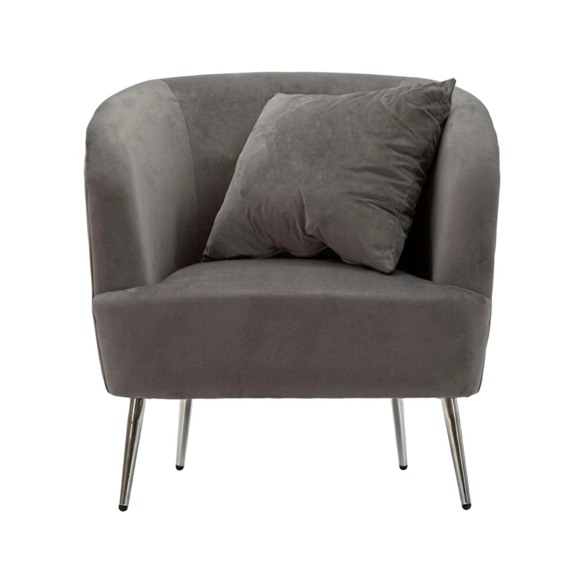 Modern Velvet Armchair with Cushion Silvery Mauro Ferretti — 5