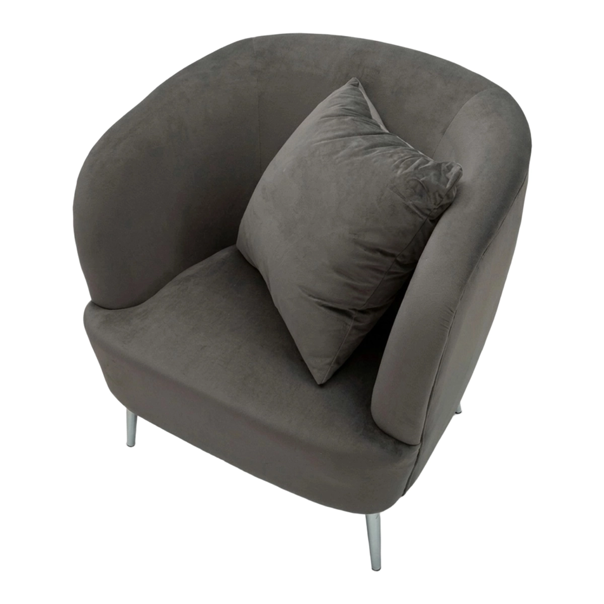 Modern Velvet Armchair with Cushion Silvery Mauro Ferretti — 6