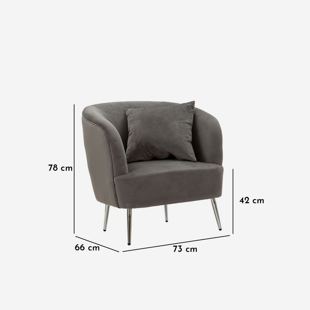 Modern Velvet Armchair with Cushion Silvery Mauro Ferretti — 3