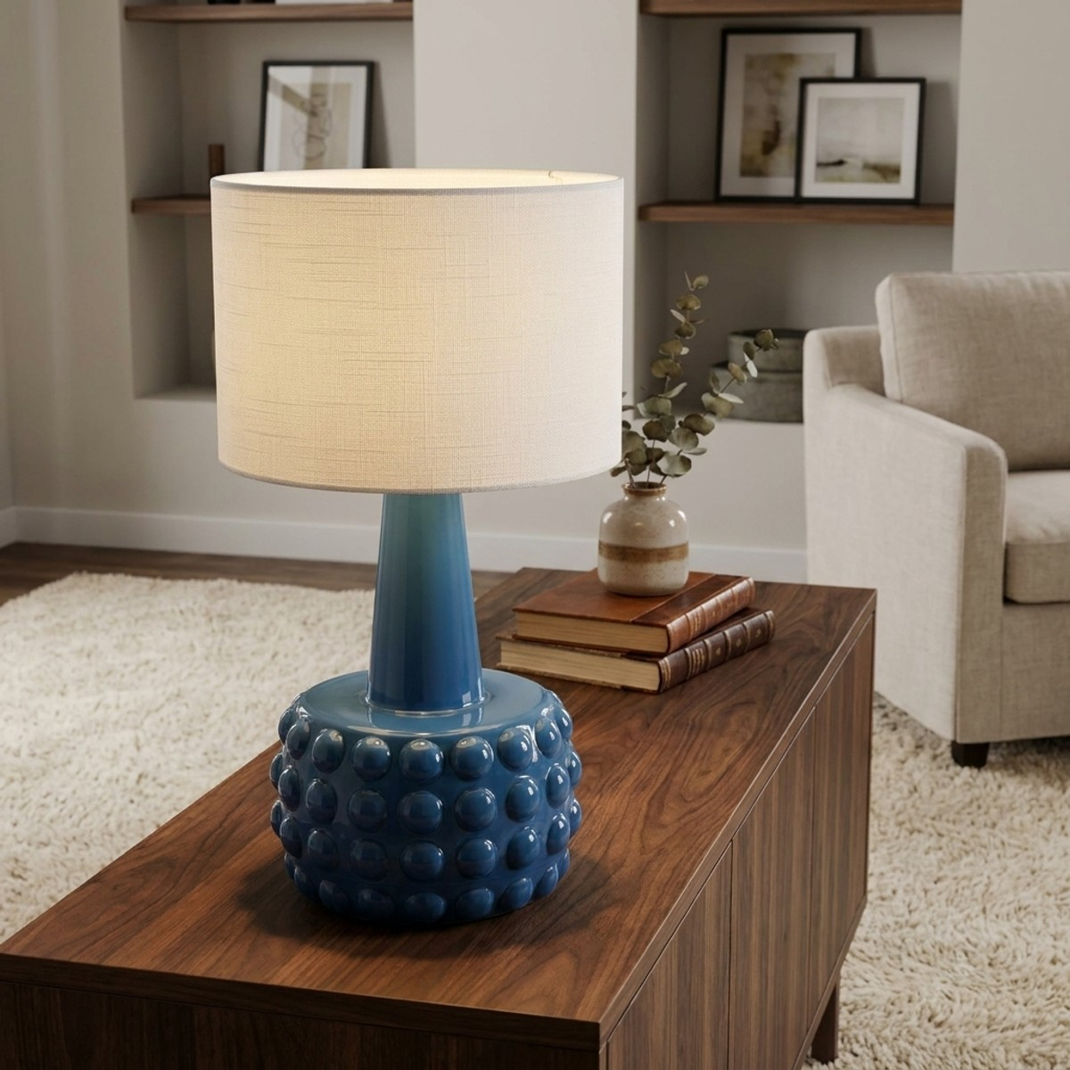 Gress Ceramic Table Lamp with Fabric Shade — 2
