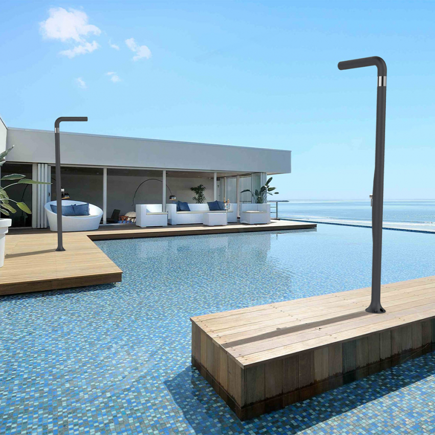Modern design outdoor shower with mixer and foot wash Arkema Design Funny Yang T225 — 6