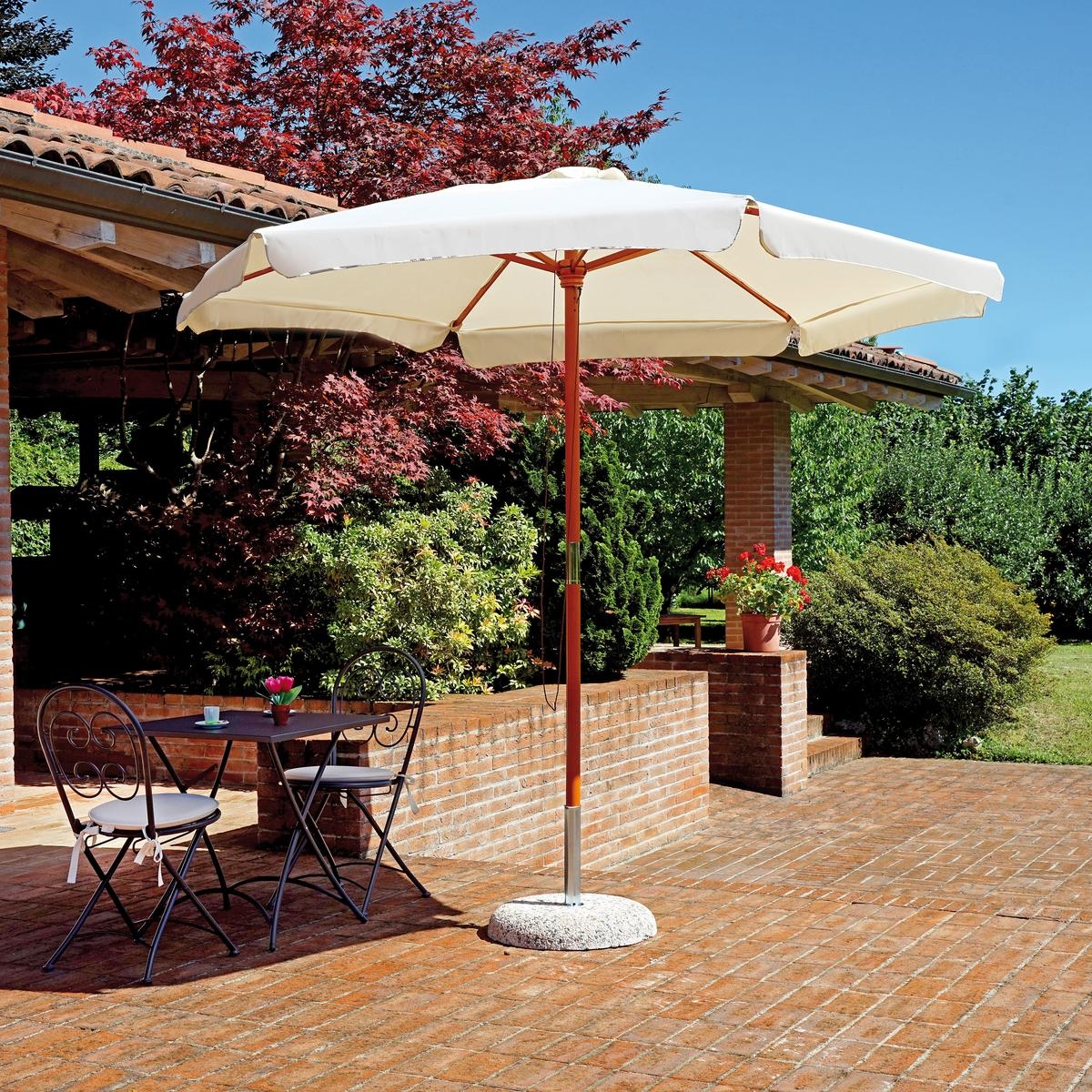 Gharab 285cm Wooden Central Pole Garden Parasol Kedels — 2