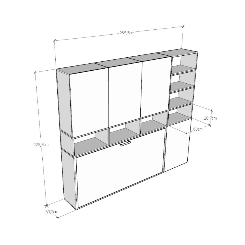 Kando E Itamoby Horizontal Murphy Bed with Storage and Bookshelf — 11