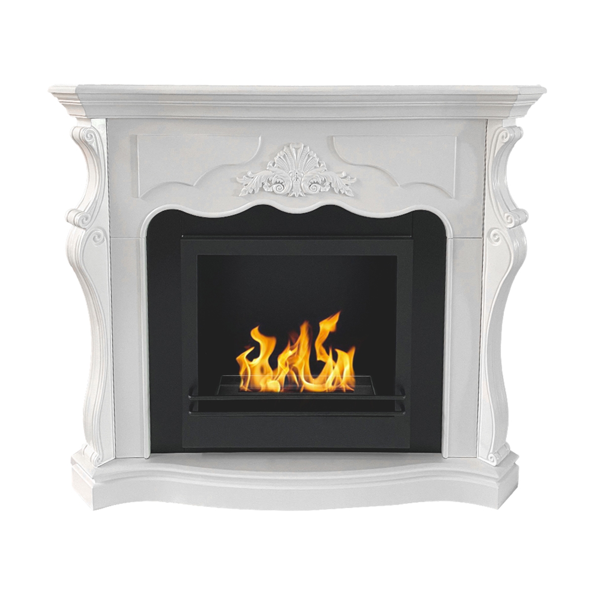 Divina Fire Parigi Freestanding Bioethanol Fireplace White Frame — 3