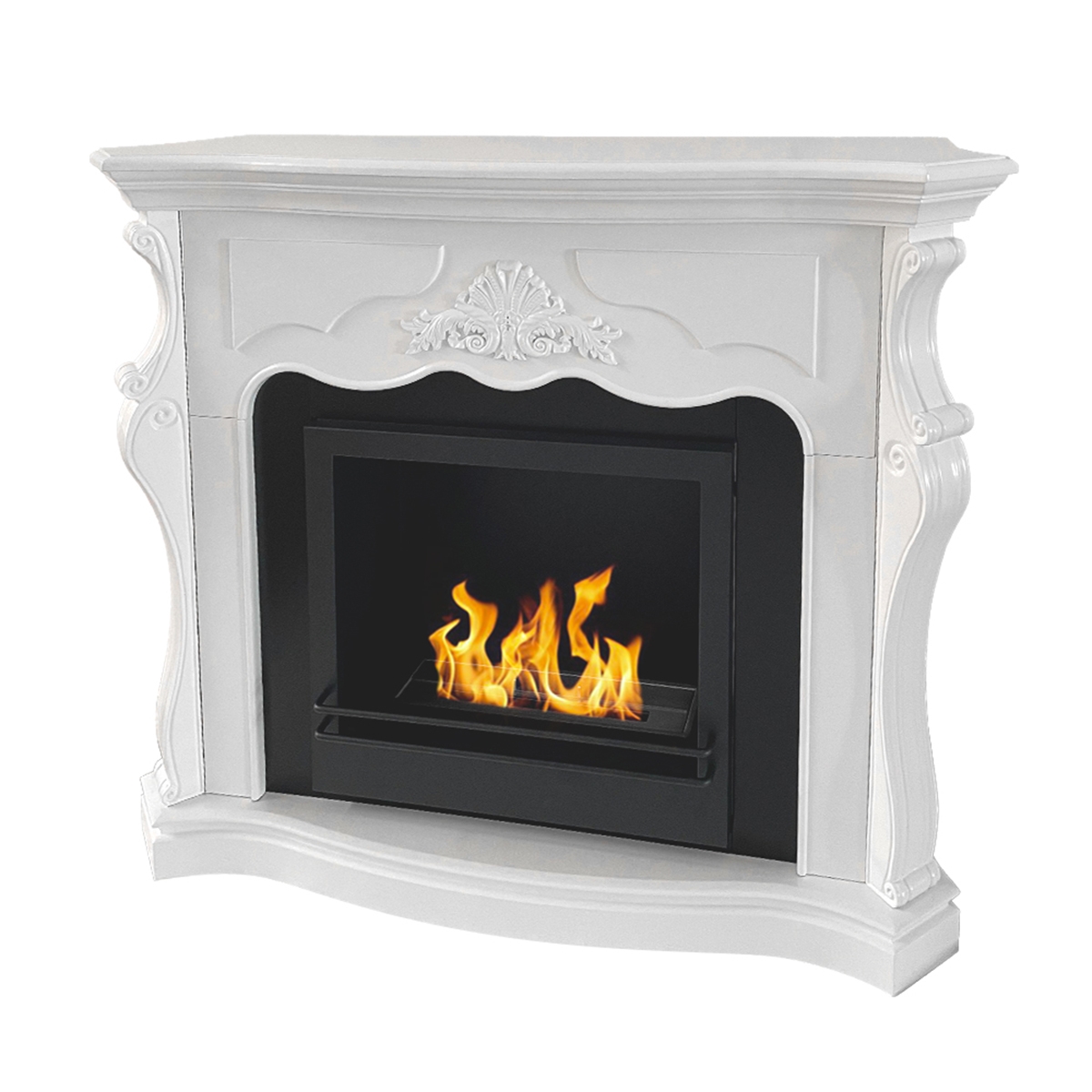 Divina Fire Parigi Freestanding Bioethanol Fireplace White Frame — 2