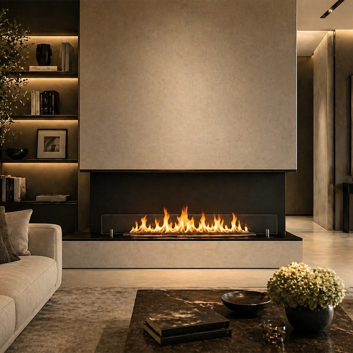 Divina Fire Giove150 Topline 3-Sided Built-in Bioethanol Fireplace — 2