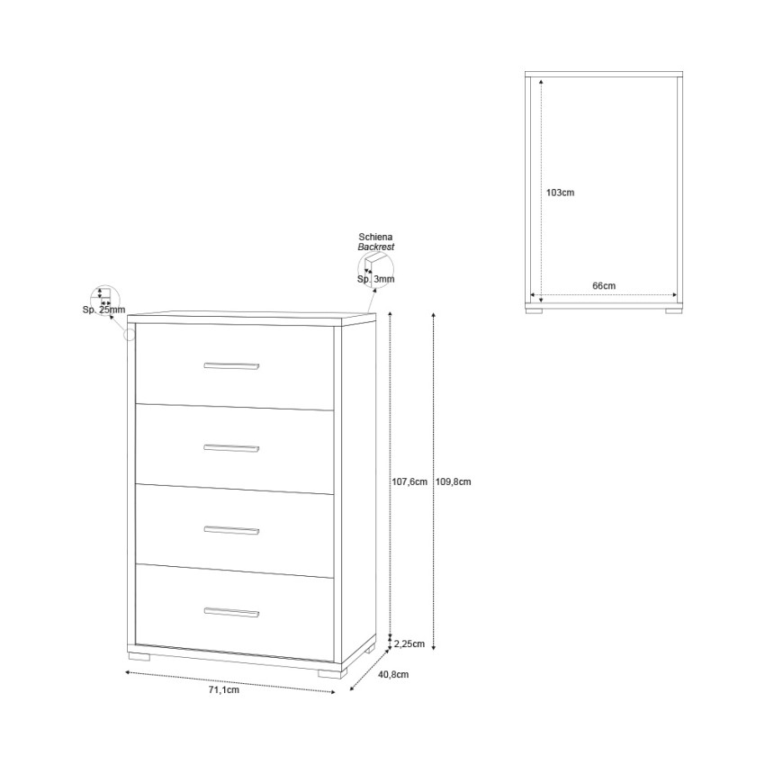 Adelia Sarmog Modern 4-Drawer Chest of Drawers for Bedroom Office — 5