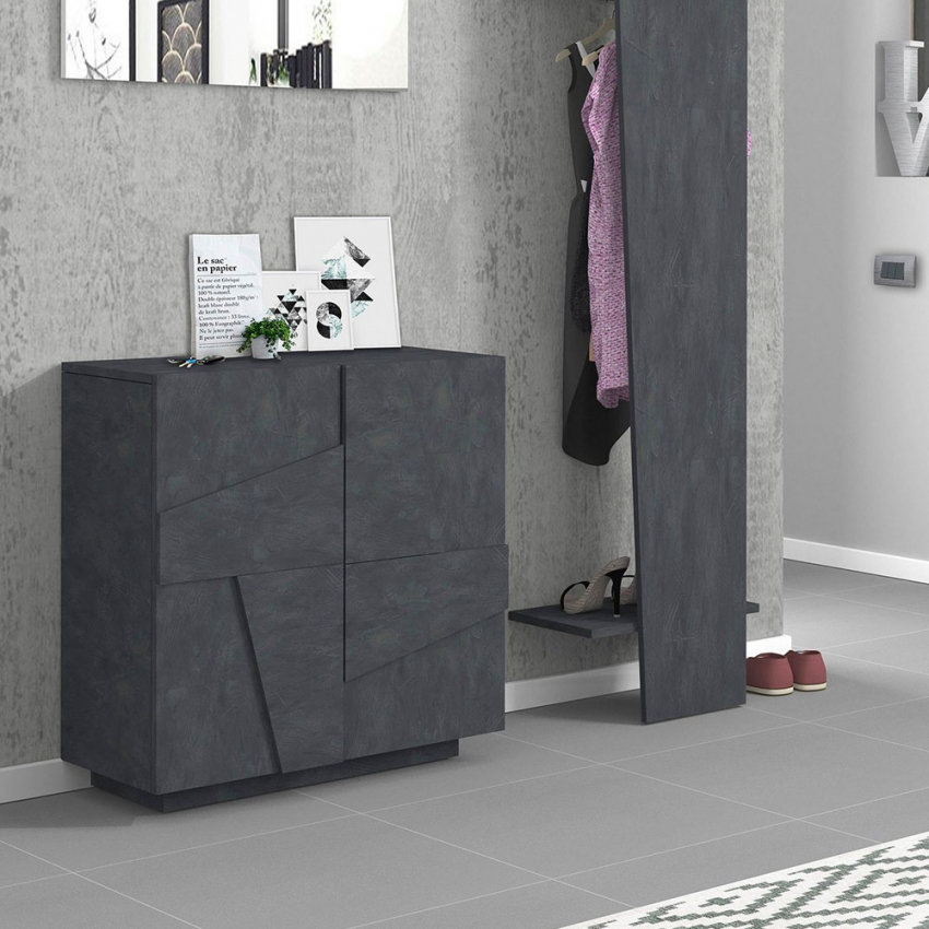 Modern design slate grey shoe cabinet with 2 doors for 16 pairs Ping A16 — 3