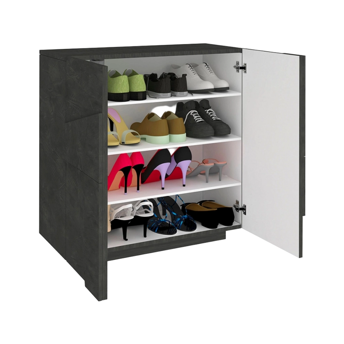 Modern design slate grey shoe cabinet with 2 doors for 16 pairs Ping A16 — 6