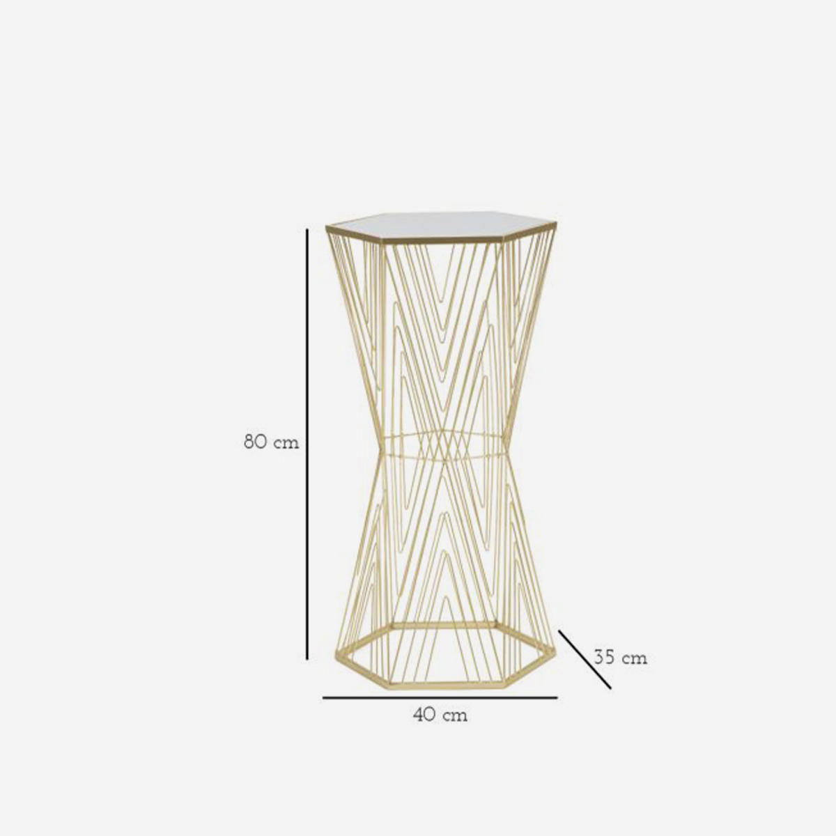 Lines 80 Hexagonal Side Table in Metal and Mirror Glass — 5