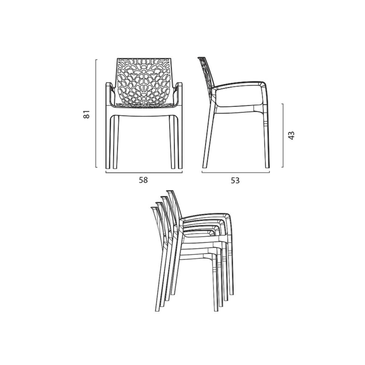 Polypropylene Armchair Grand Soleil Gruvyer Arm — 5
