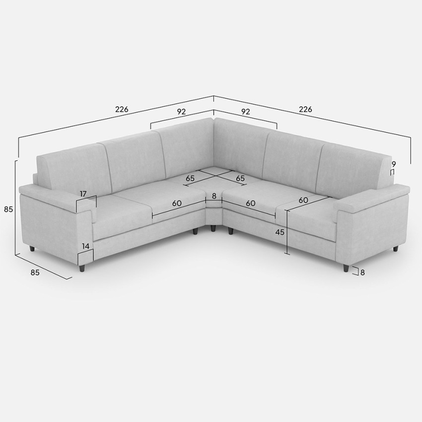 Modern 5-Seater Corner Fabric Sofa 226x226 cm Marrak 12AG — 9