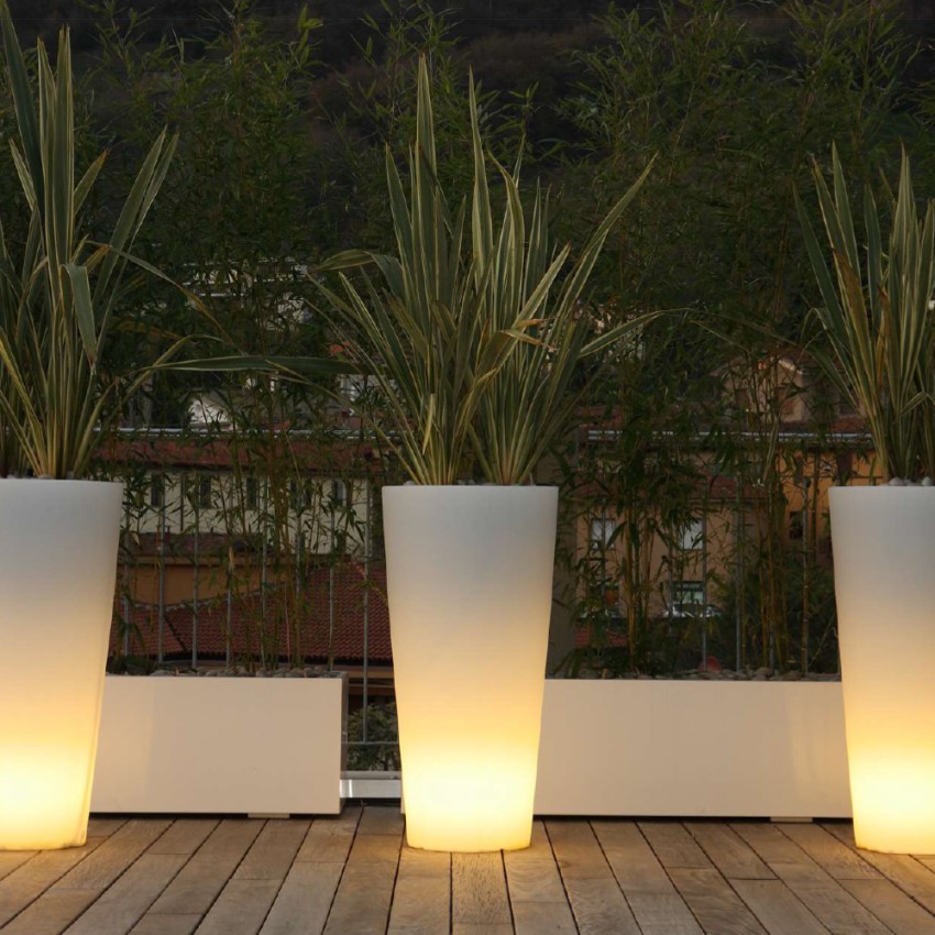 Illuminated Outdoor Planter Arkema Tondo Solar LED RGB h86 — 1