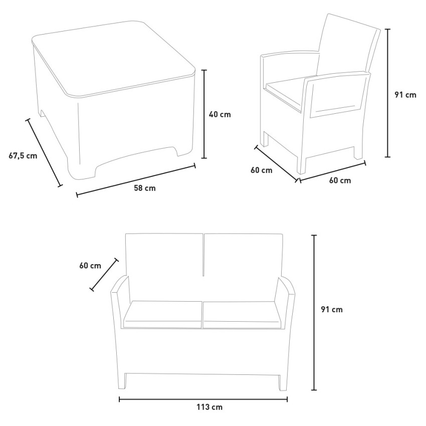 Garden lounge set Riccione Grand Soleil 2 armchairs sofa storage table — 6