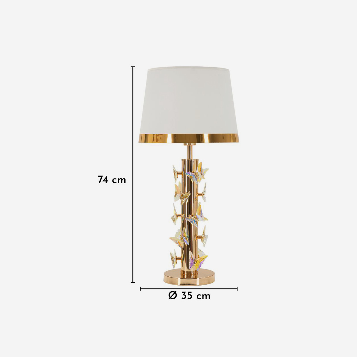 Butterfly decorative table lamp in metal and fabric — 3