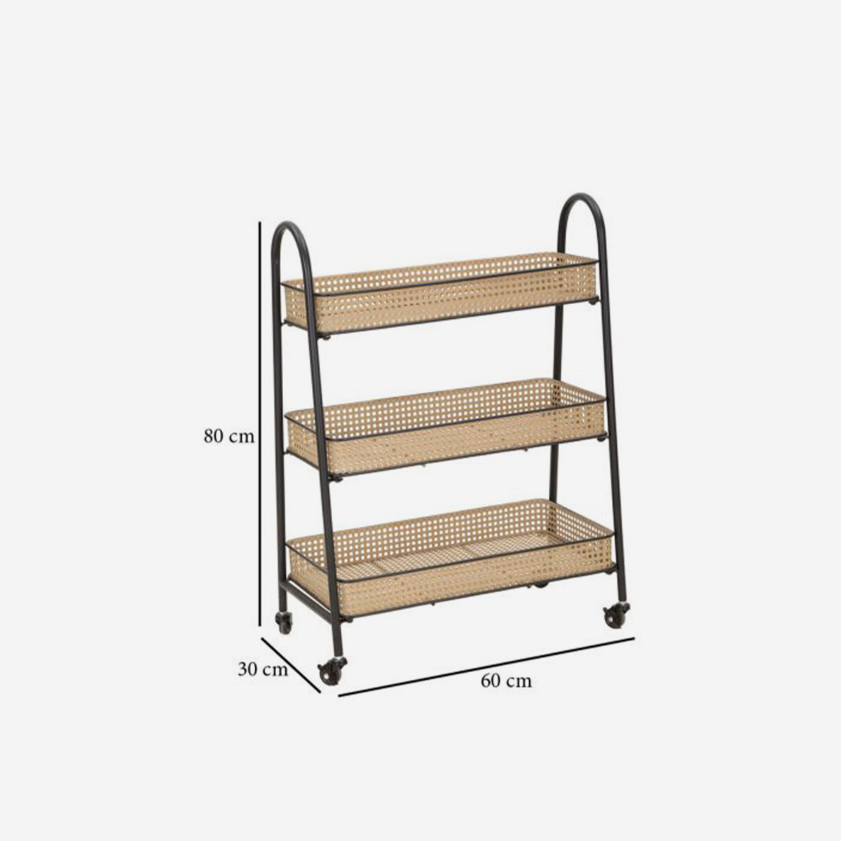 Fuji 3-Tier Metal Serving Trolley with Wheels — 3