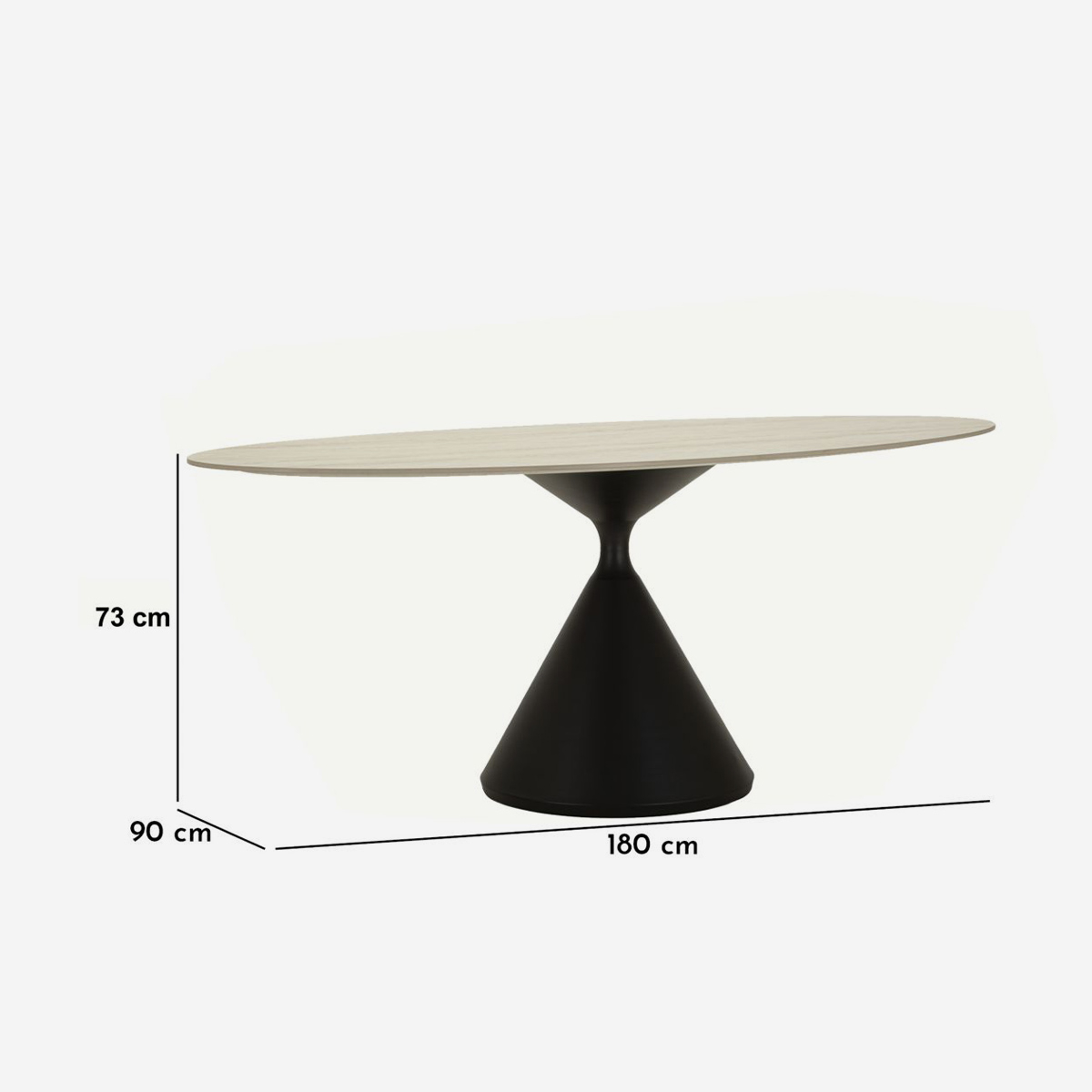 Oval Dining Table 180x90 cm in MDF and Iron Space — 3